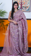 Onion Pink Chiffon Saree with Kalamkari Art Prints | Designer Occasion Wear Saree | Vayyaarie Sarees