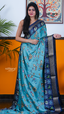 Rama Green Dola Silk Saree with Kalamkari Art Prints | Wedding Ethnic Wear Saree | Vayyaarie Sarees