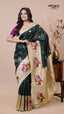 Bottle Green Banaras Mango Fancy Saree for Family Functions