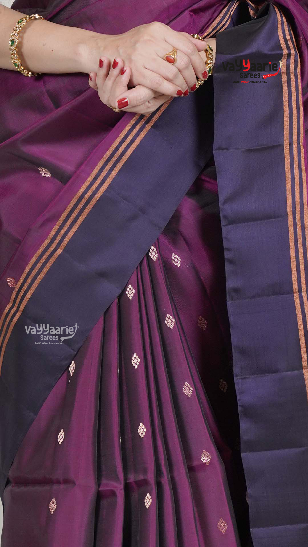 Wine Pattu Saree with Kalamkari Art Prints | Traditional Celebration Saree | Vayyaarie Sarees