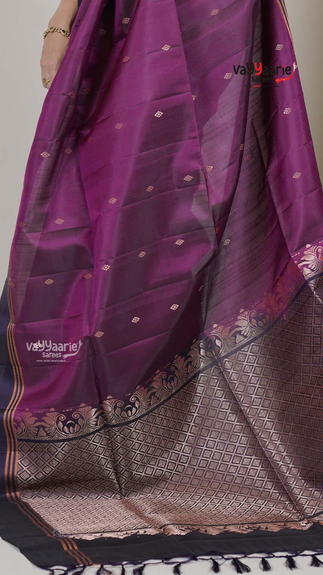 Wine Pattu Saree with Kalamkari Art Prints | Traditional Celebration Saree | Vayyaarie Sarees