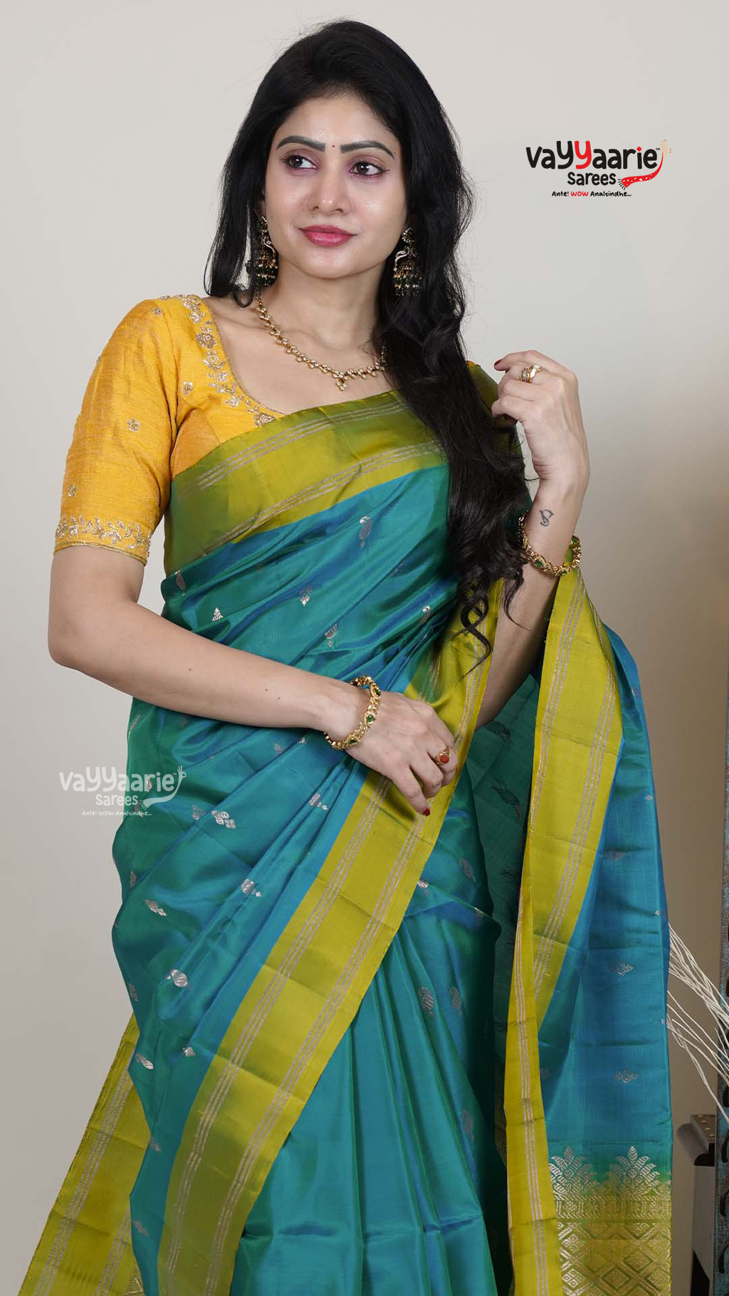 Rama Green Pattu Saree with Kalamkari Art Prints | Classic Ethnic Wear Saree | Vayyaarie Sarees