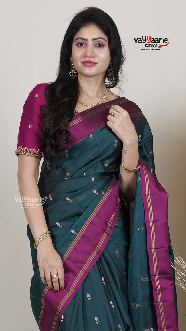 Pattu Saree with Kalamkari Art Prints | Premium Occasion Wear Saree | Vayyaarie Sarees Main Image