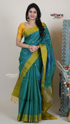 Rama Green Pattu Saree with Kalamkari Art Prints | Classic Ethnic Wear Saree | Vayyaarie Sarees