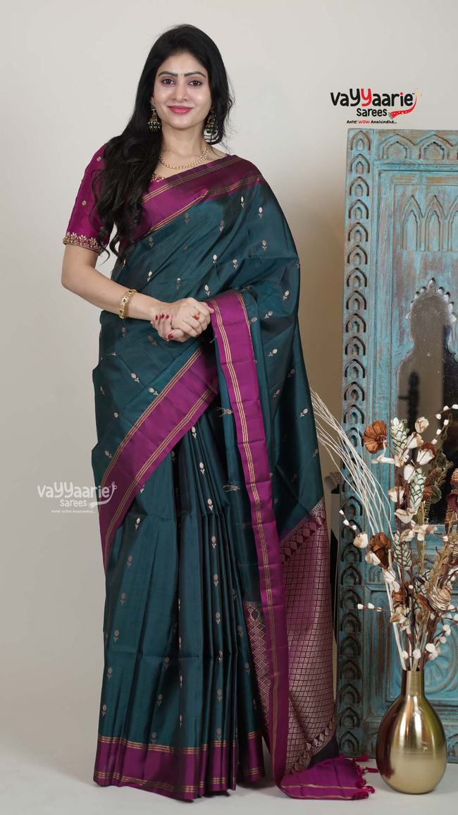Pattu Saree with Kalamkari Art Prints | Premium Occasion Wear Saree | Vayyaarie Sarees Hover Image