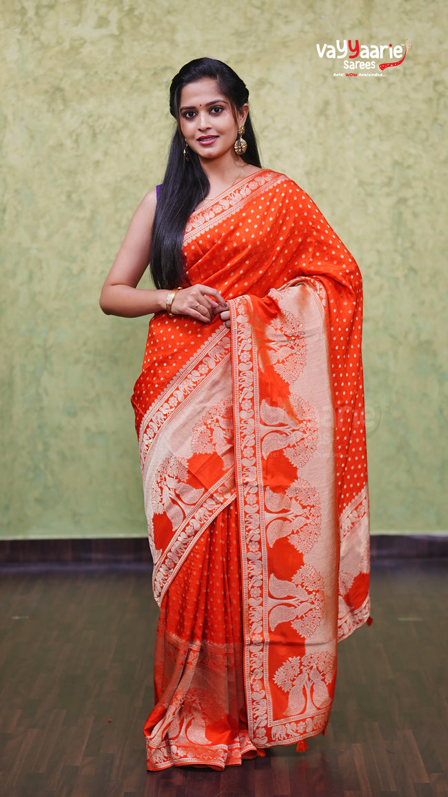 Orange Dola Silk Fancy Saree Collection Hover Image