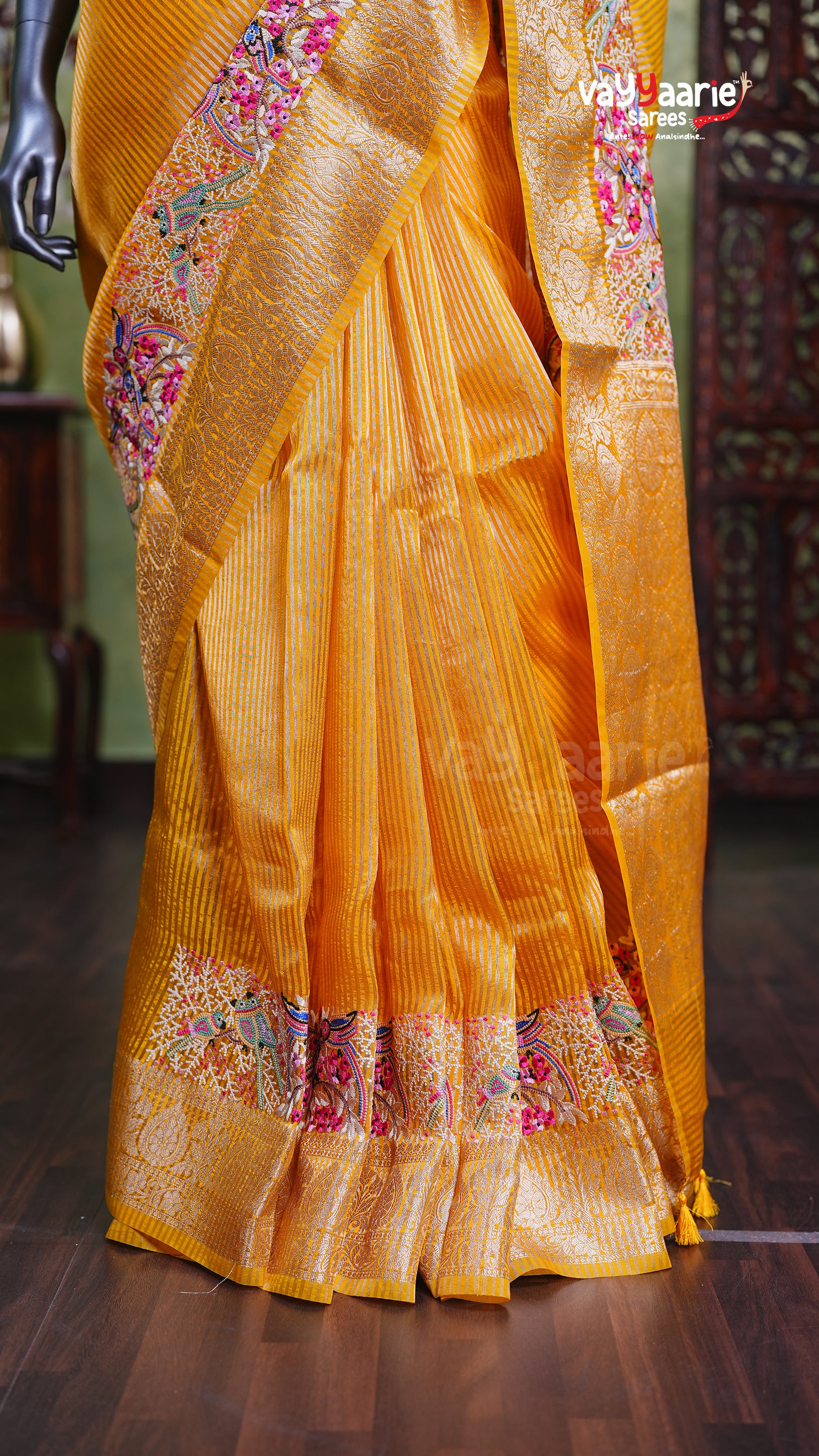 Gold Tissue Fancy Saree for Grand Occasions