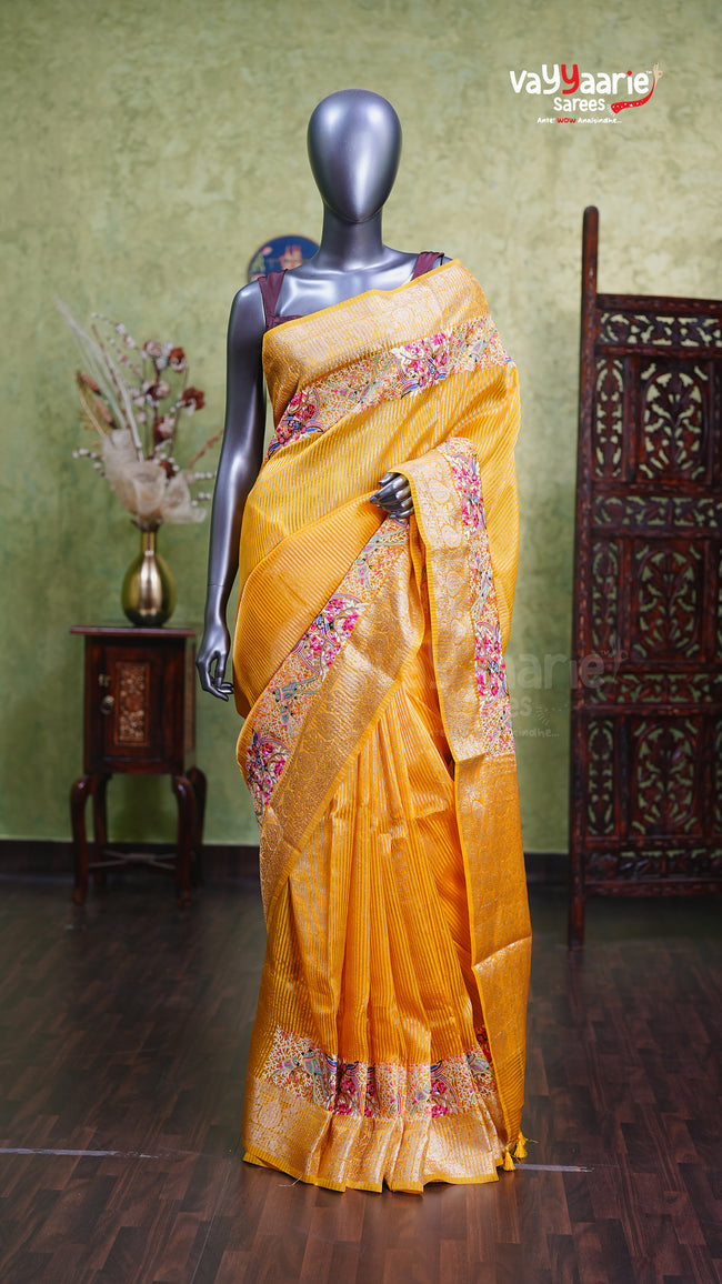 Gold Tissue Fancy Saree for Grand Occasions Hover Image