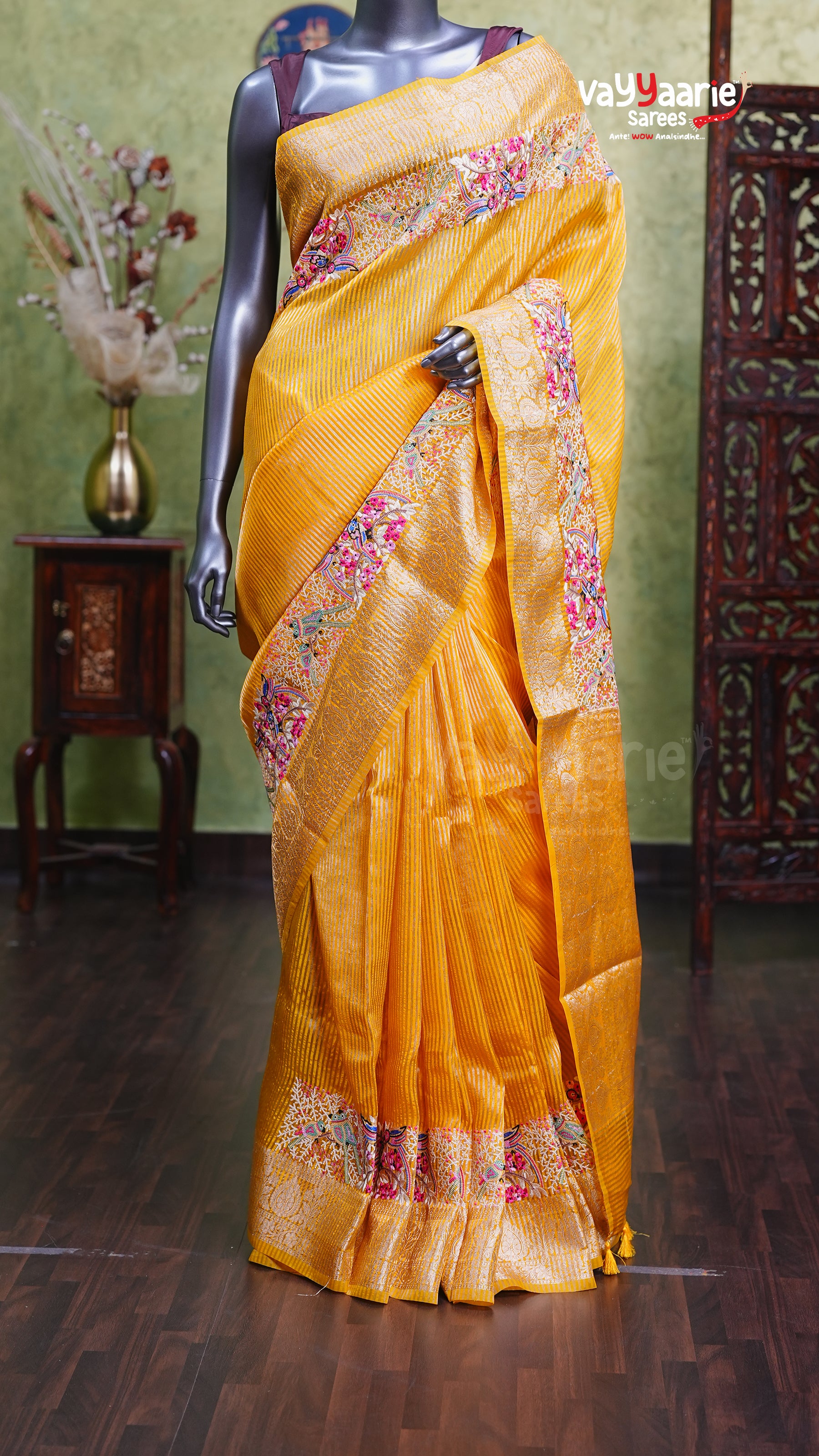 Gold Tissue Fancy Saree for Grand Occasions