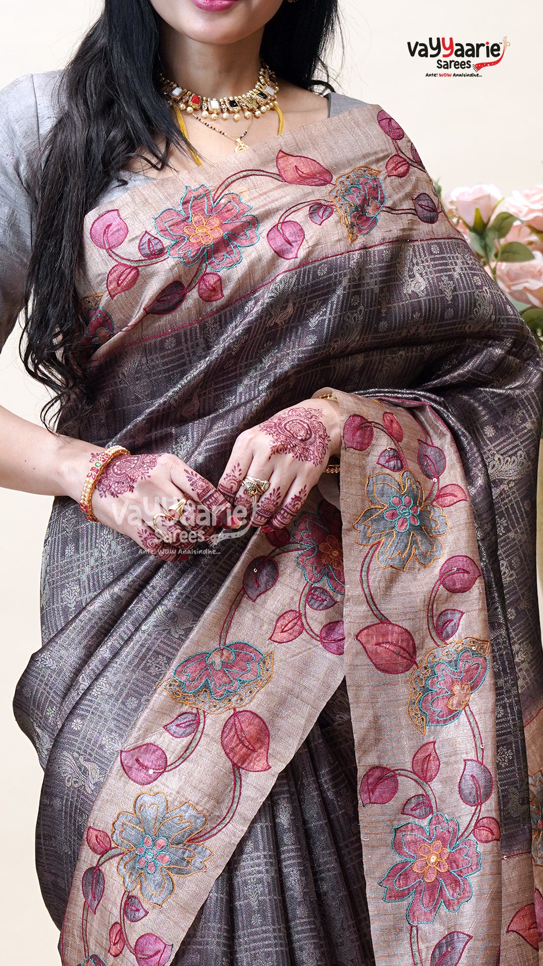 Multicolour Tusser Saree for Puja and Gifting