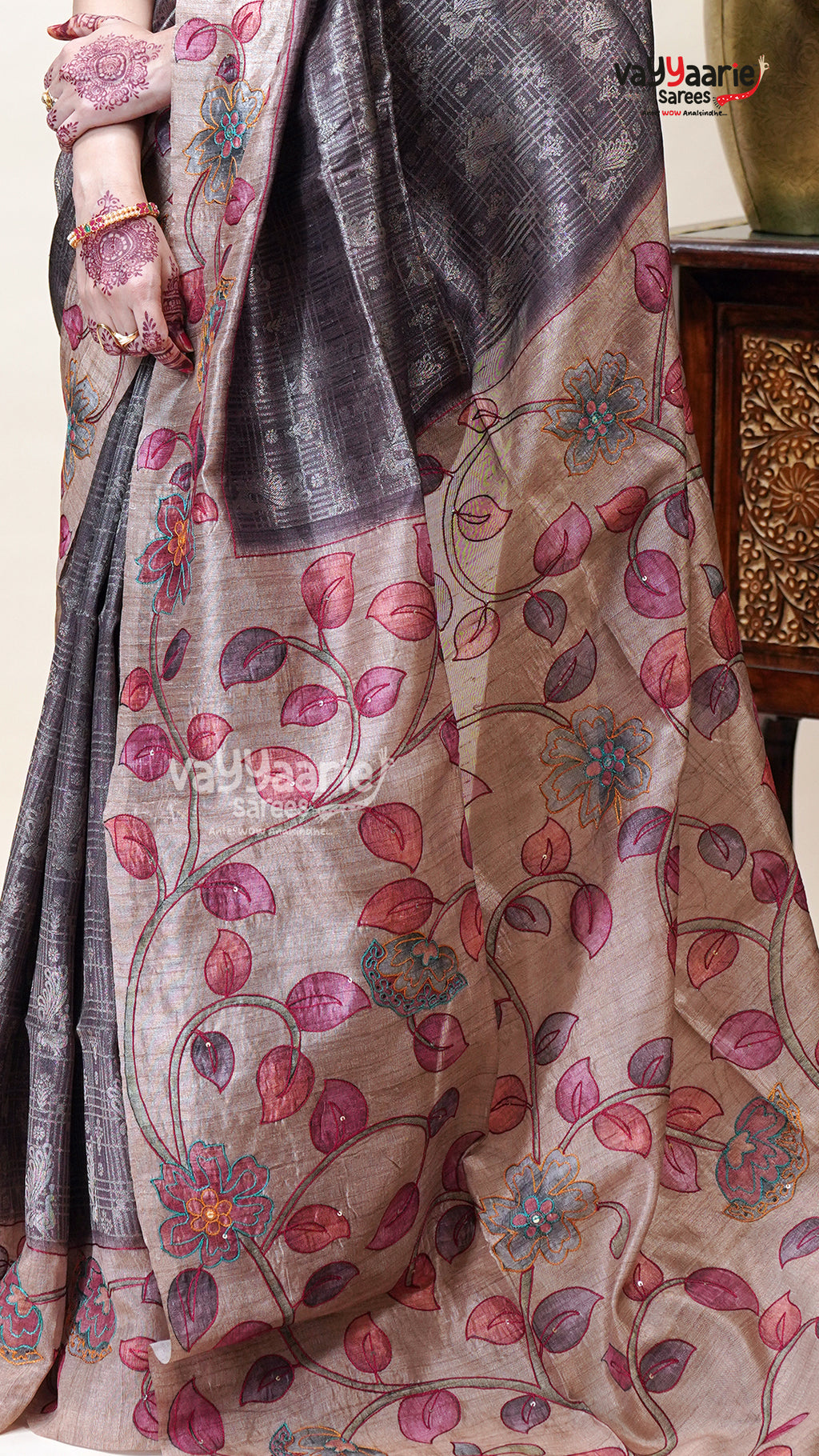Multicolour Tusser Saree for Puja and Gifting
