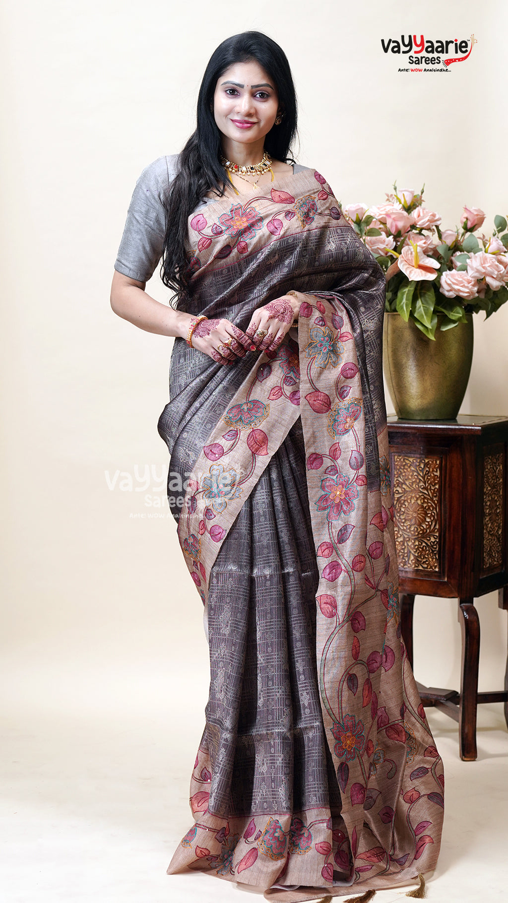 Multicolour Tusser Saree for Puja and Gifting
