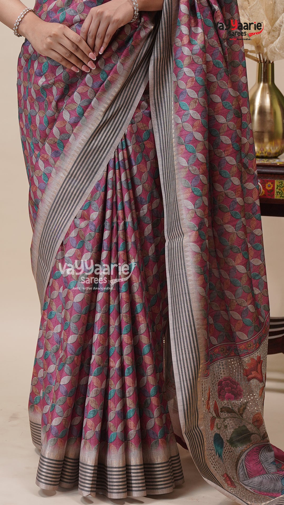 Multicolour Tusser Saree for Cultural Events