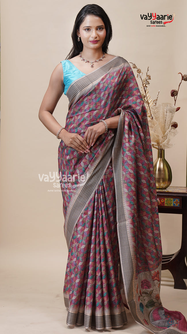 Multicolour Tusser Saree for Cultural Events Hover Image