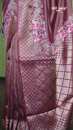 Wine Tissue Fancy Saree for Festive Wear