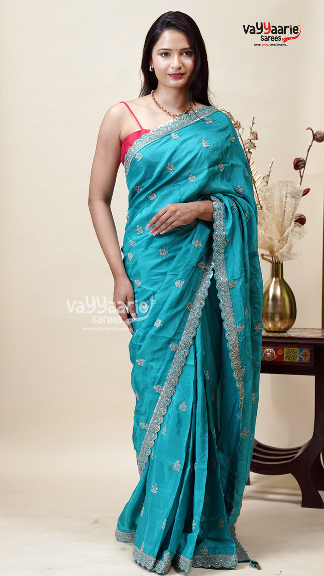 Crepe Designer Saree for Modern Festive Wear Hover Image