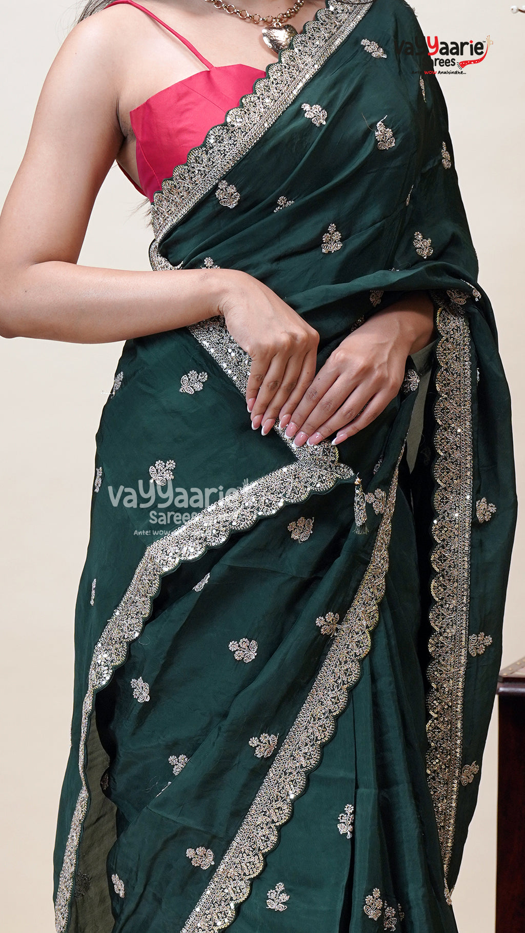 Designer Crepe Saree for Party Evenings