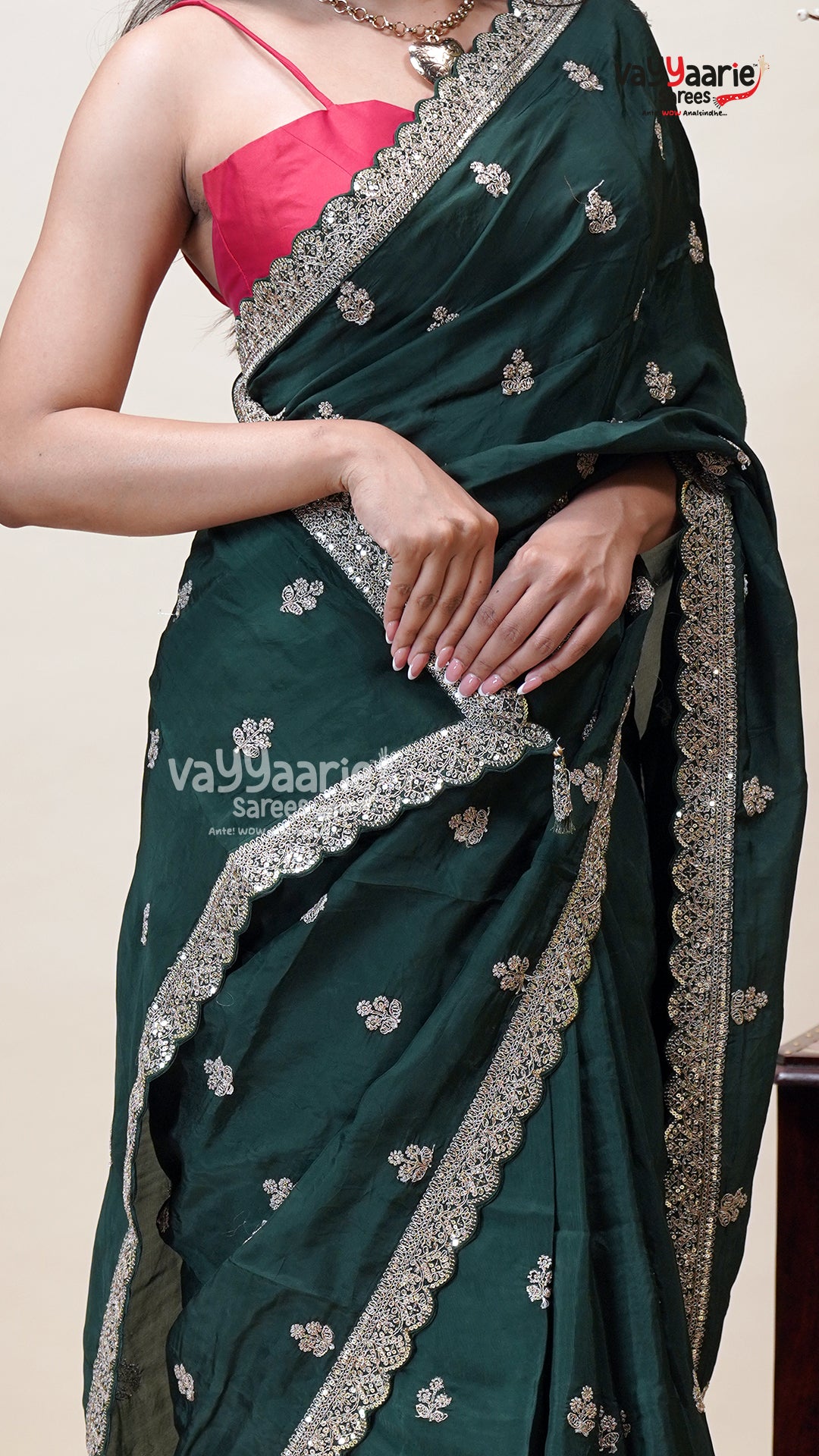 Designer Crepe Saree for Party Evenings
