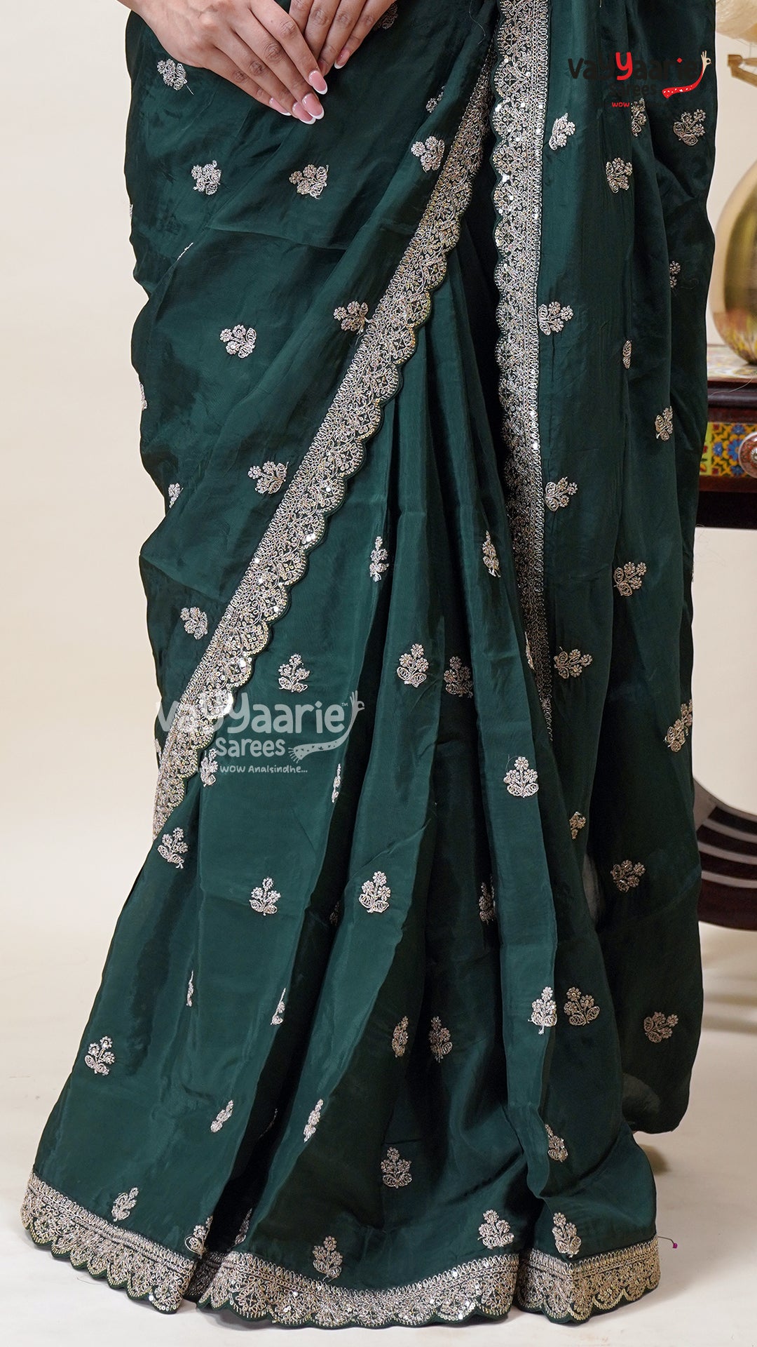 Designer Crepe Saree for Party Evenings
