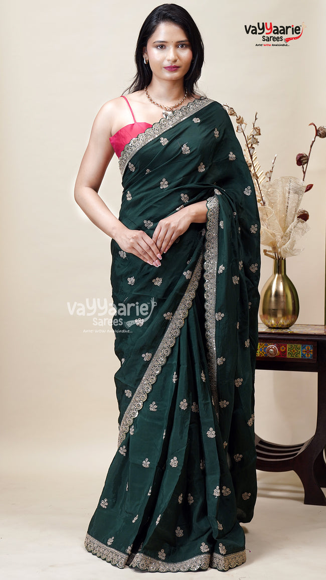 Designer Crepe Saree for Party Evenings Hover Image