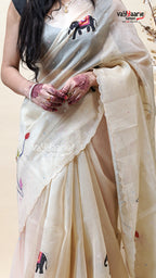 Multicolour Linen Silk Saree for Women