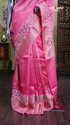 Pink Tissue Fancy Saree Stylish Collection
