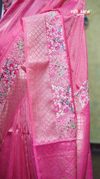 Pink Tissue Fancy Saree Stylish Collection