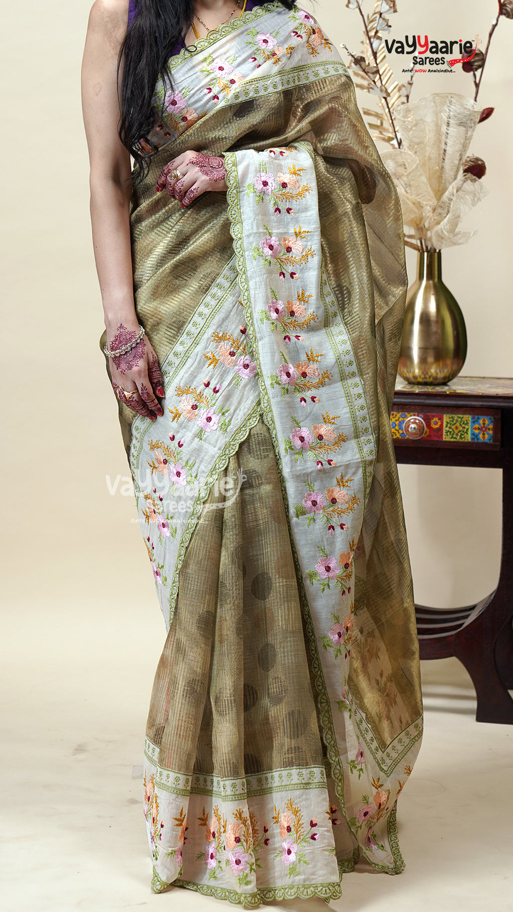 Bright Tissue Saree for Special Occasions