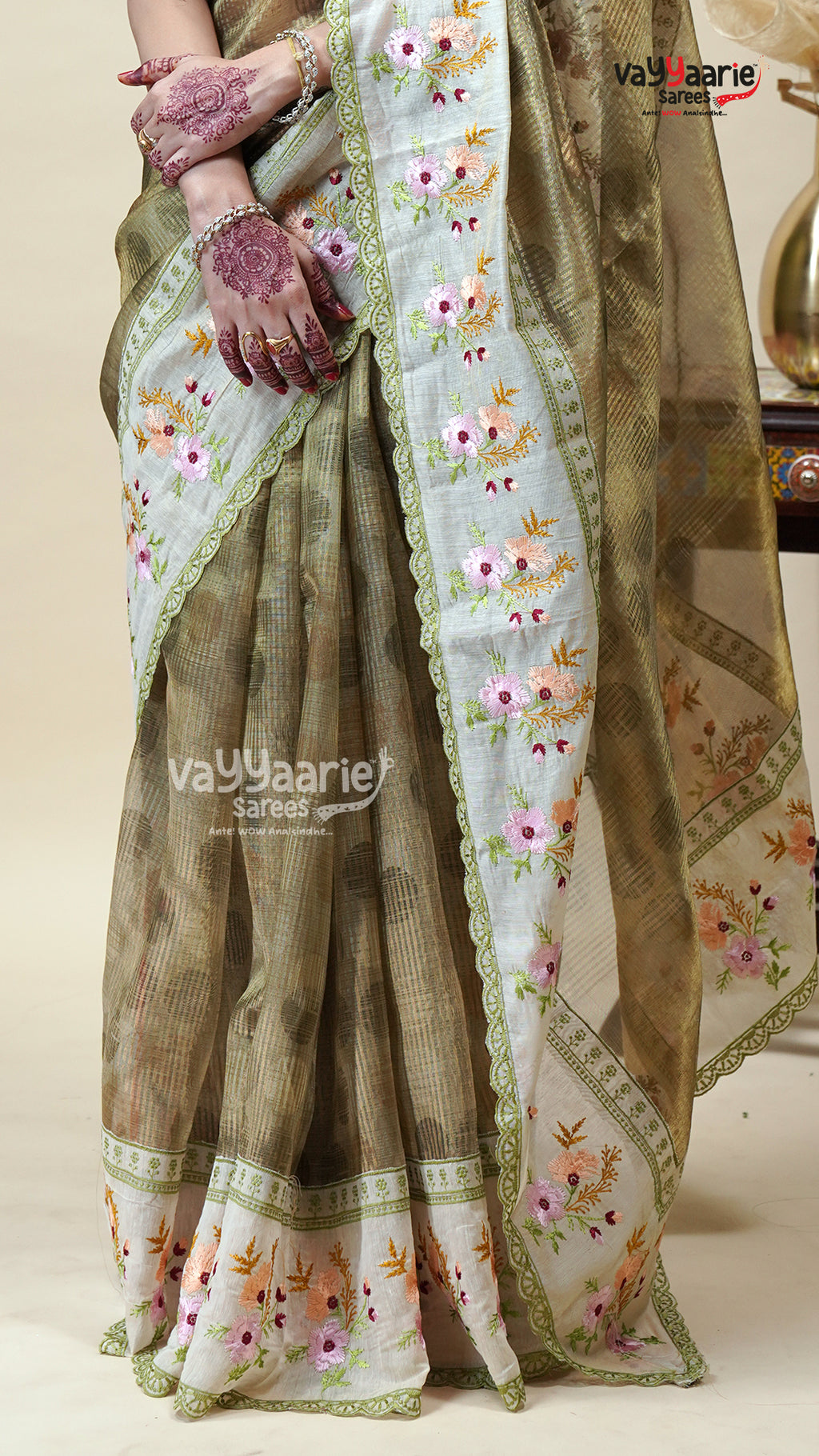 Bright Tissue Saree for Special Occasions