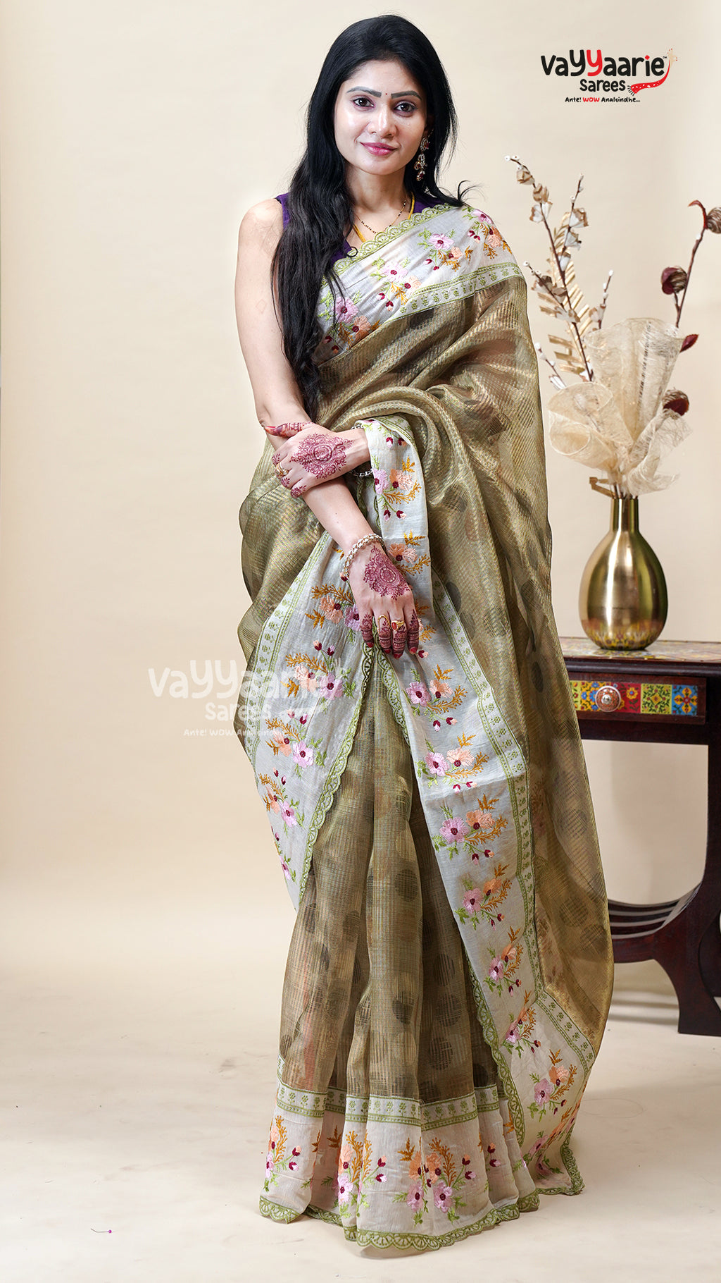 Bright Tissue Saree for Special Occasions