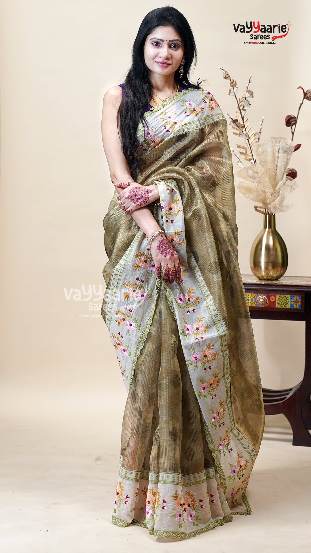 Bright Tissue Saree for Special Occasions