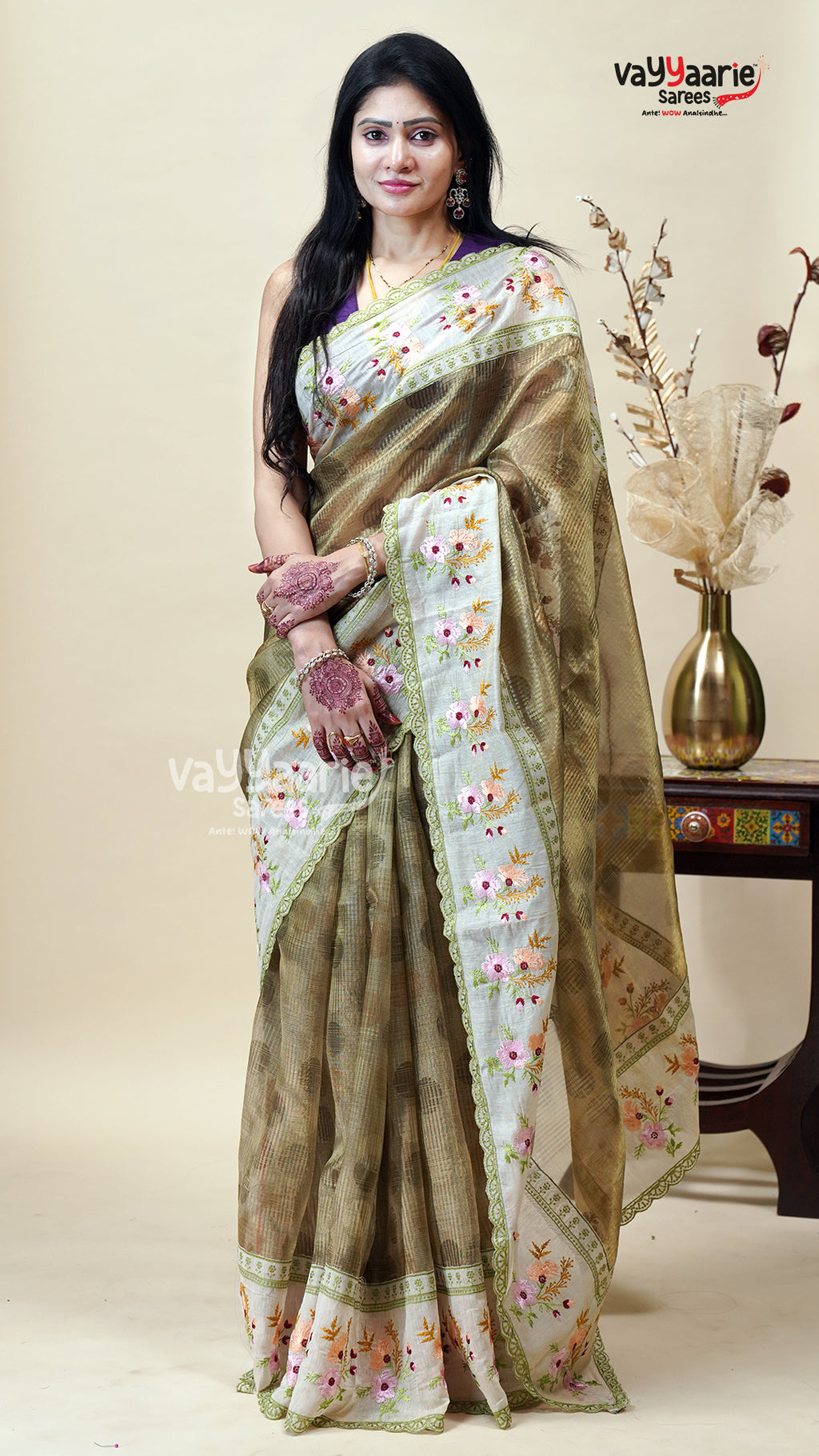 Bright Tissue Saree for Special Occasions