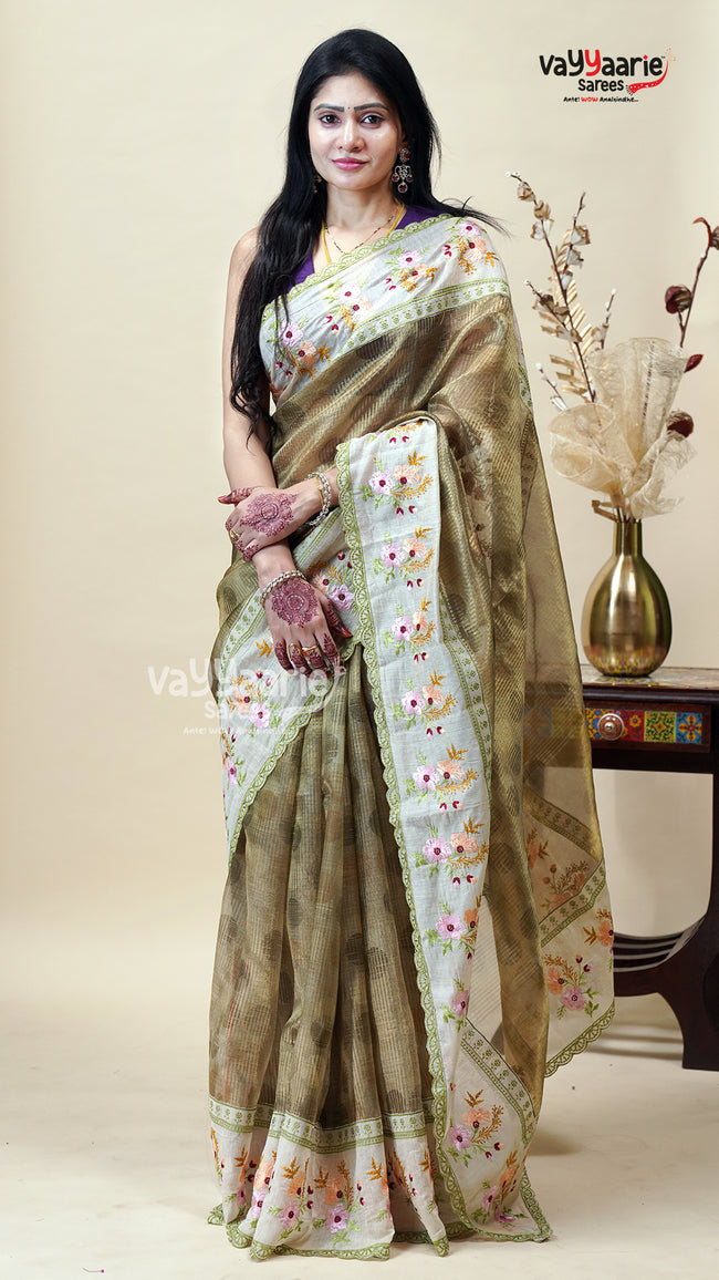 Bright Tissue Saree for Special Occasions Hover Image
