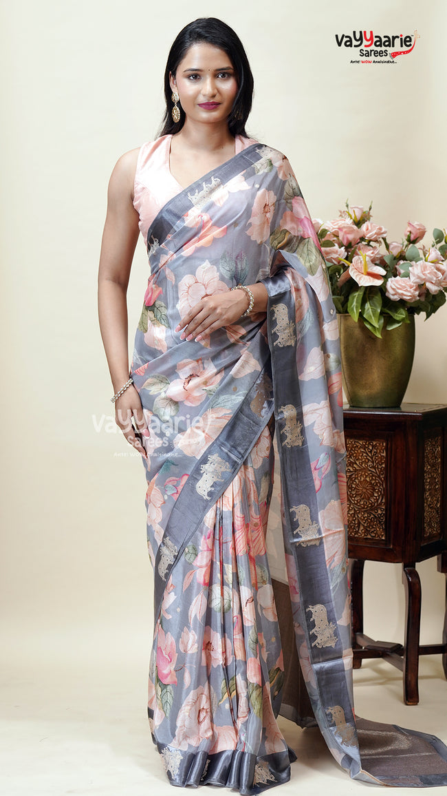 Multicolour Tissue Saree for Joyful Events Hover Image