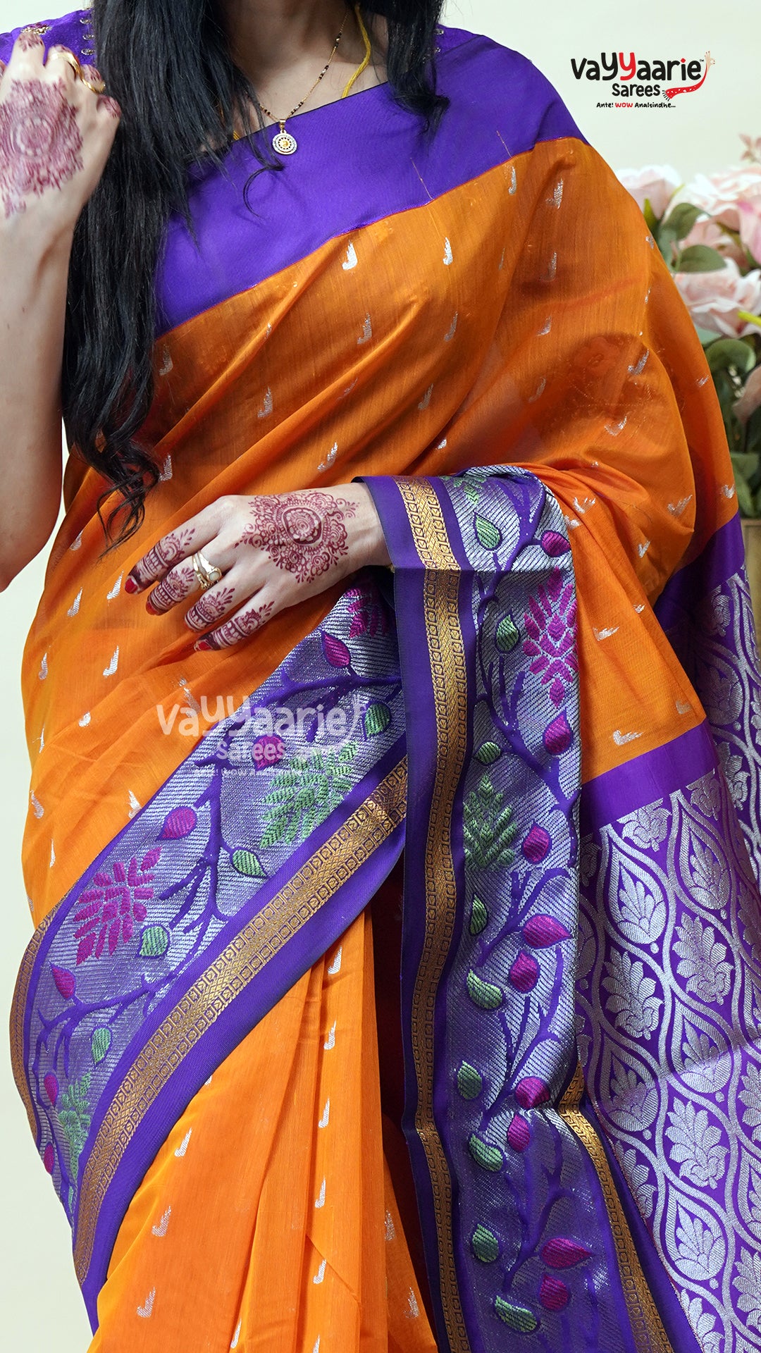Orange Kuppadam Saree for Traditional Wear