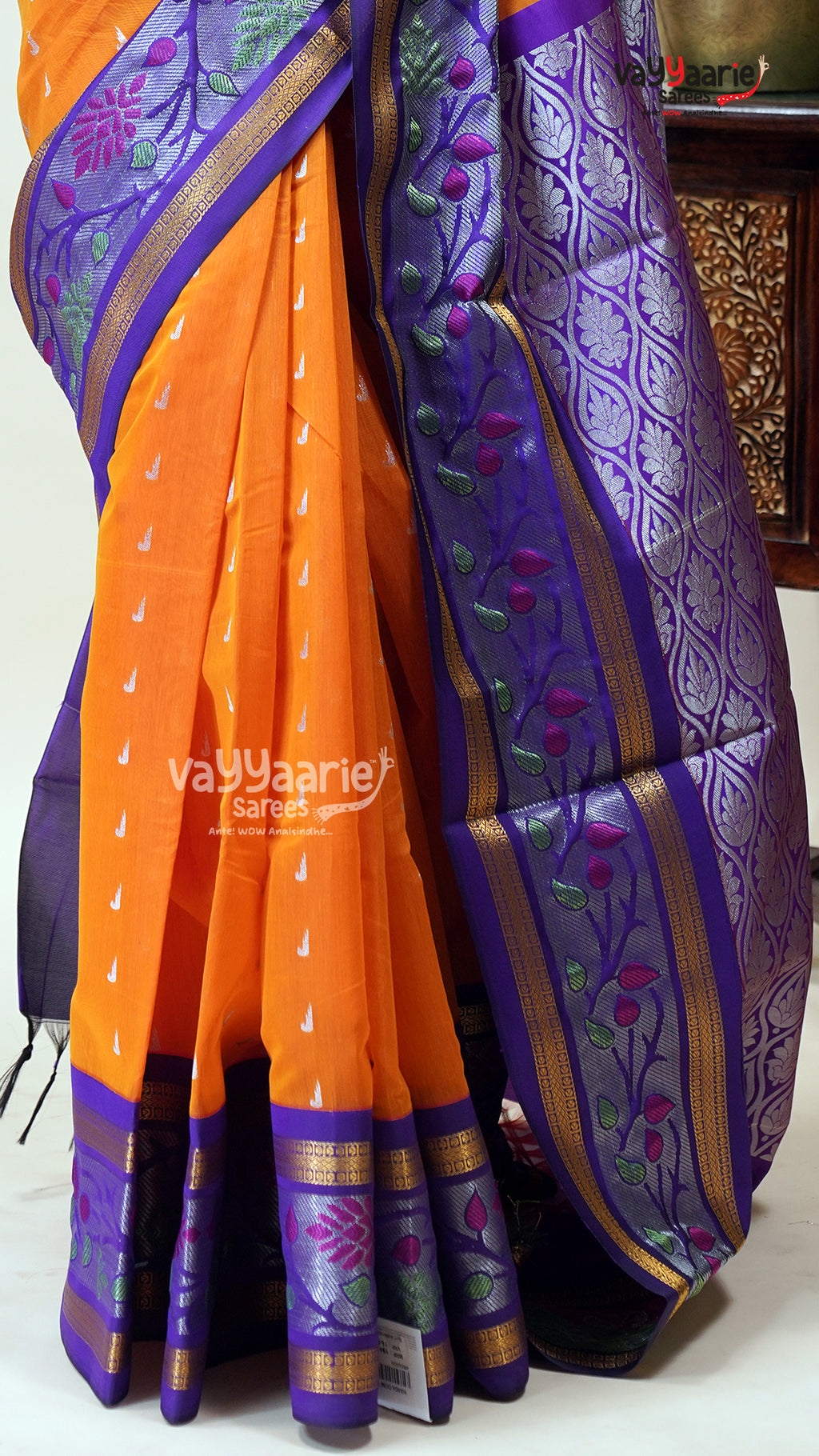 Orange Kuppadam Saree for Traditional Wear