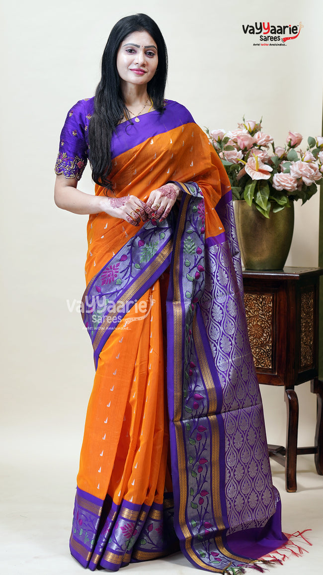 Orange Kuppadam Saree for Traditional Wear Hover Image