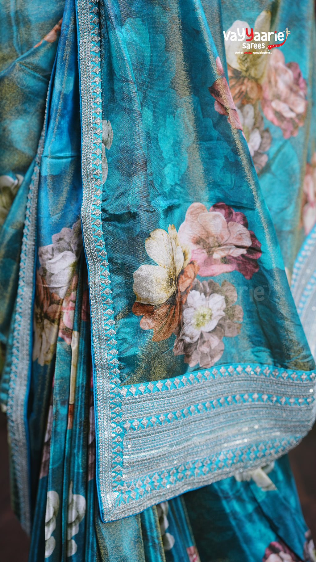Rama Green Tissue Designer Saree Style