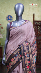 Chikoo Chanderi Silk Handloom Saree Style