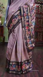 Chikoo Chanderi Silk Handloom Saree Style