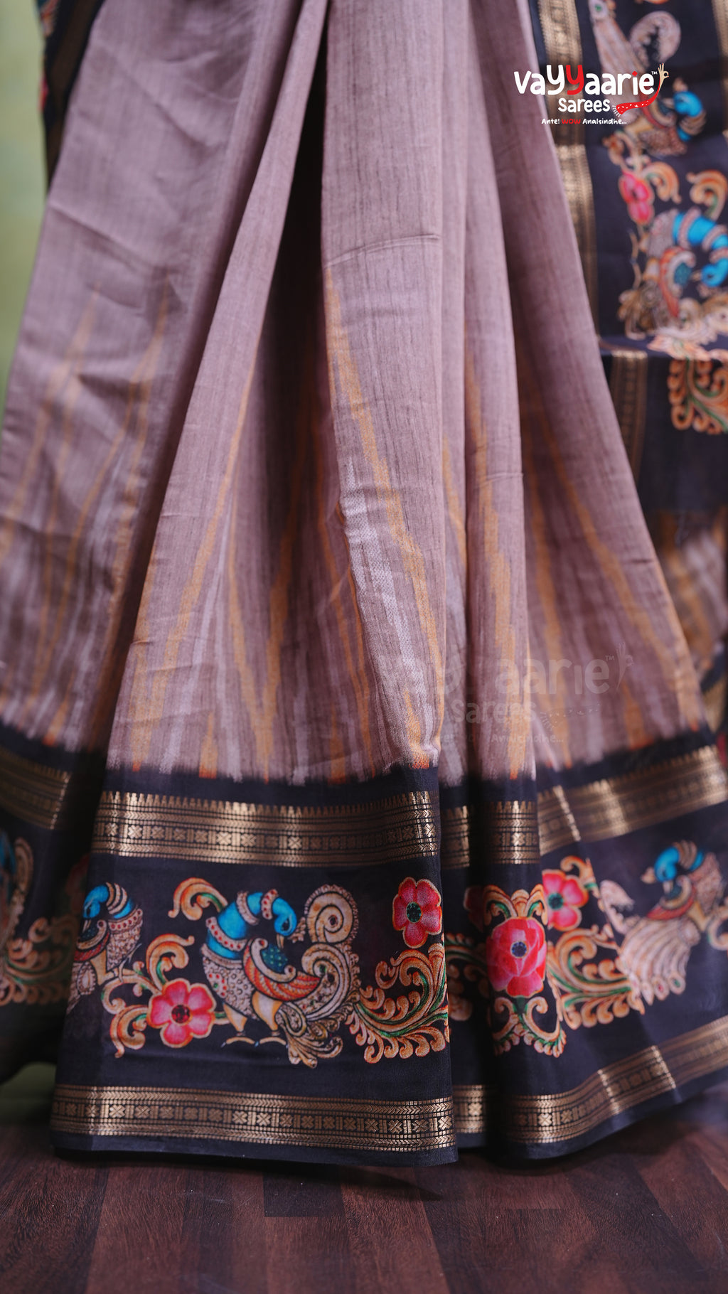 Chikoo Chanderi Silk Handloom Saree Style