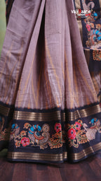 Chikoo Chanderi Silk Handloom Saree Style