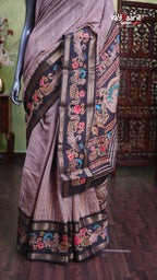 Chikoo Chanderi Silk Handloom Saree Style