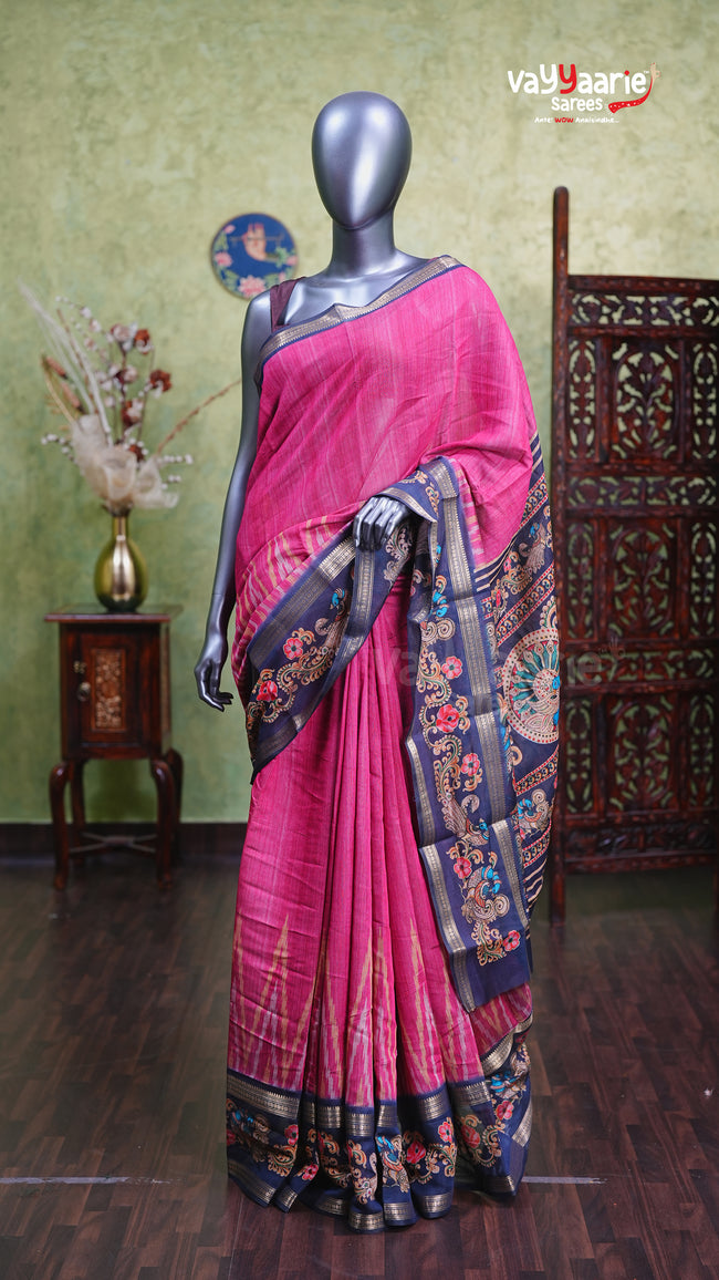 Pink Chanderi Silk Handloom Saree Design Hover Image