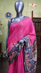 Pink Chanderi Silk Handloom Saree Design