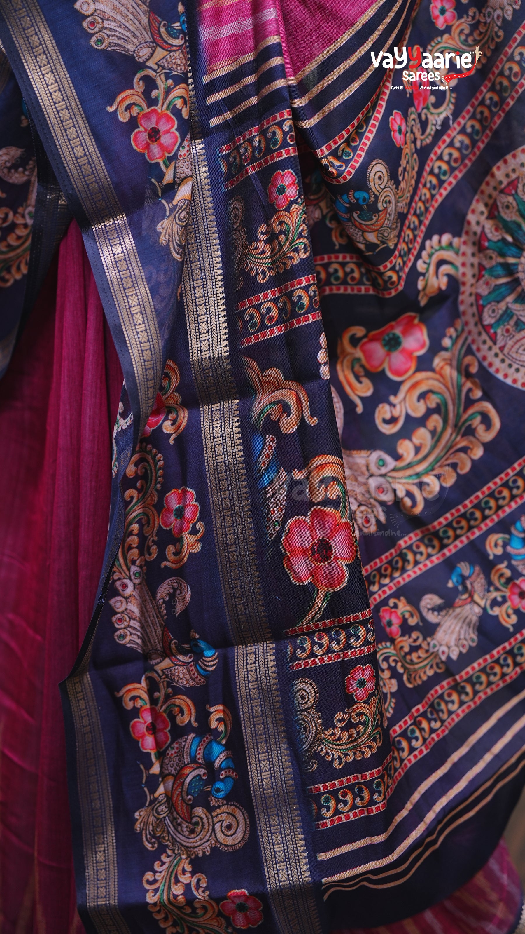Pink Chanderi Silk Handloom Saree Design