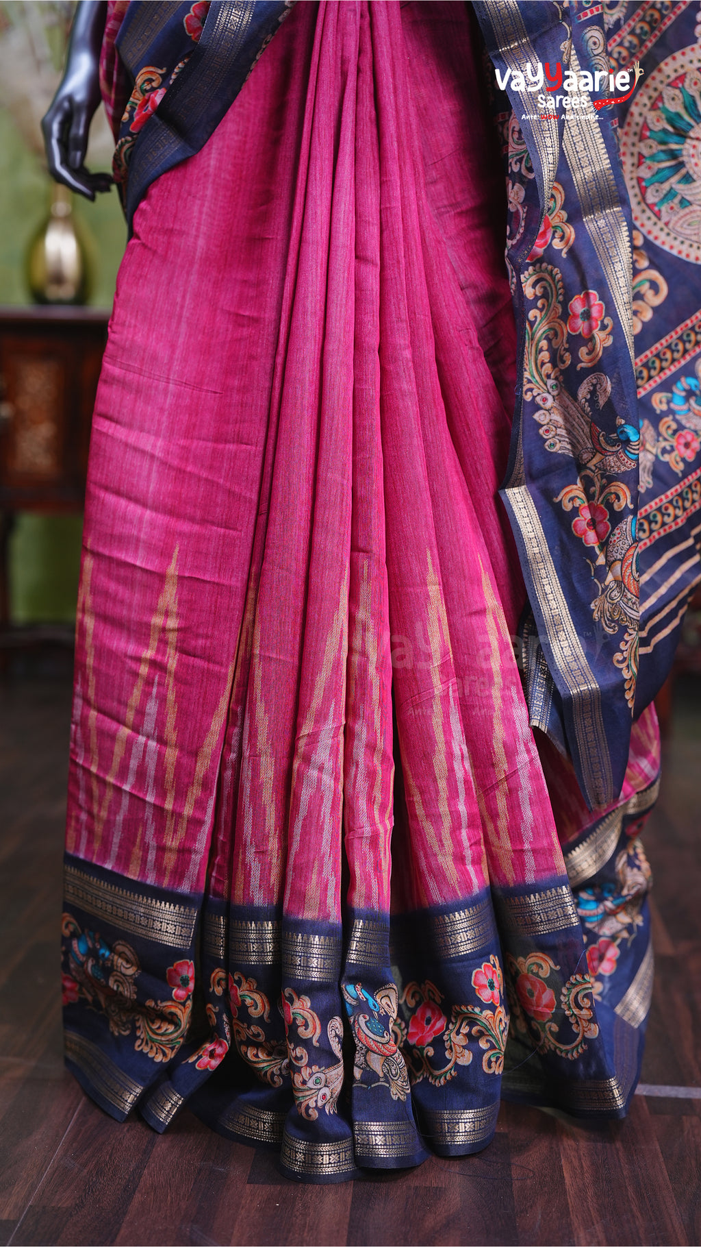 Pink Chanderi Silk Handloom Saree Design