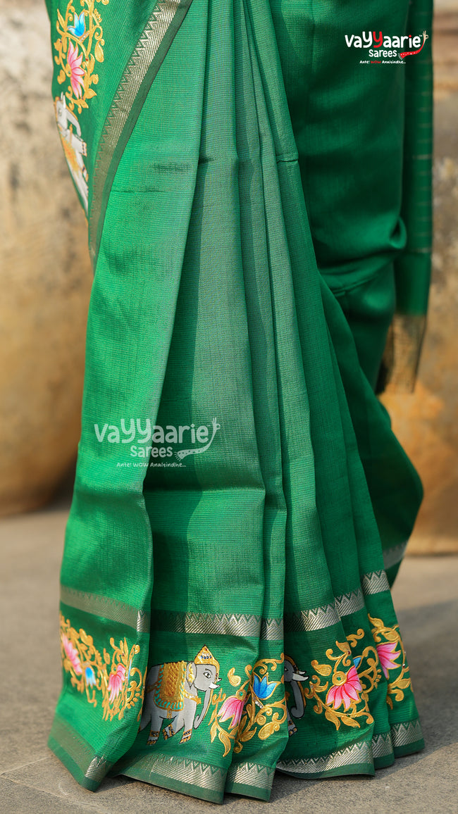 Green Mangalagiri Handloom Saree for Traditions Main Image