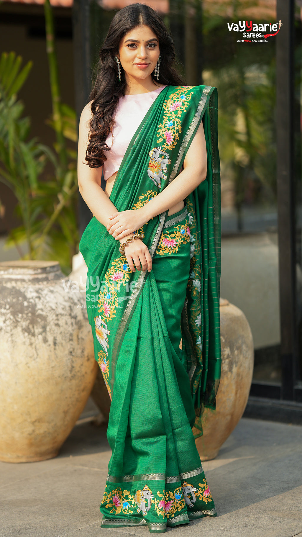 Green Mangalagiri Handloom Saree for Traditions