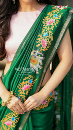 Green Mangalagiri Handloom Saree for Traditions
